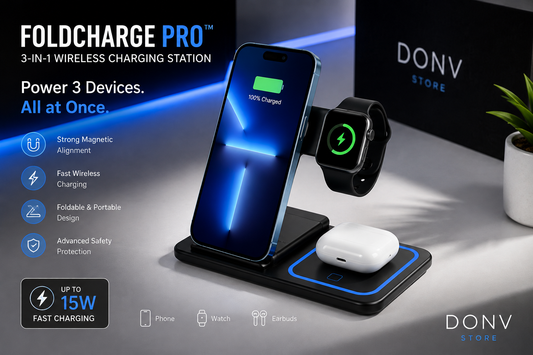 FoldCharge Pro™ | 3-in-1 Magnetic Wireless Charger
