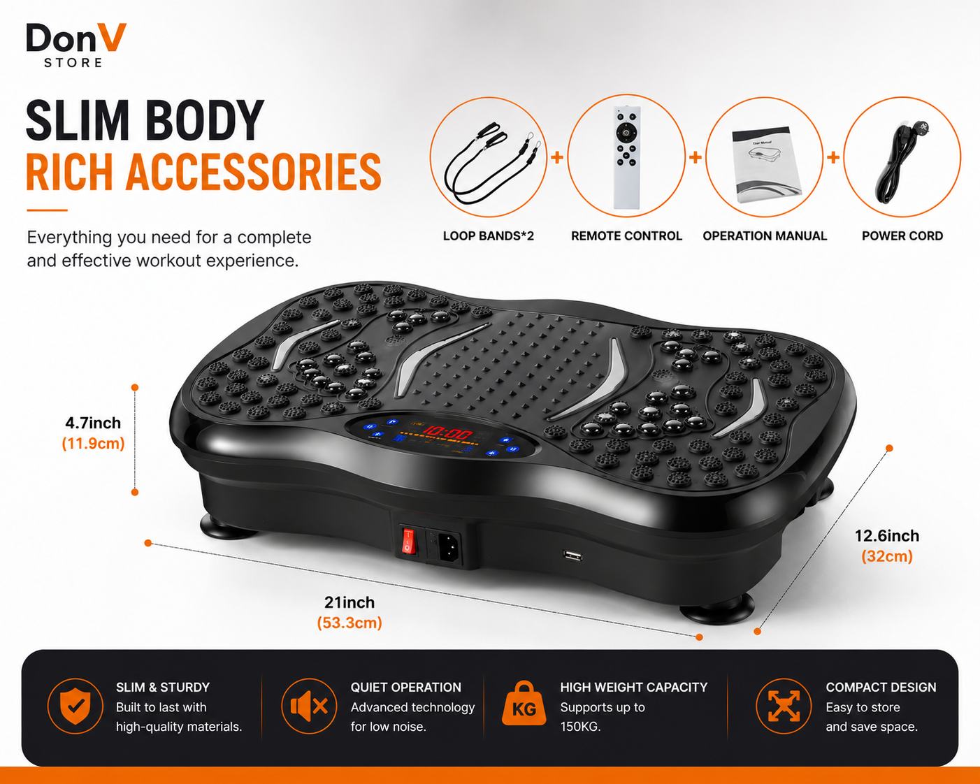 VibraFit™ Vibration Plate – Full Body Exercise Machine with Resistance Bands & Bluetooth Speaker